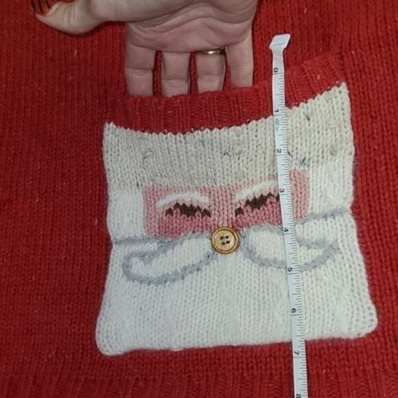 Square One Outfitters Wool Hand Embroidered Accents & Santa Sz M Sweater Pocket - Picture 10 of 10